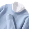 Suéter Masculino de Lã 100% Cor Lisa Pronto para Vestir Gola Redonda Outono e Inverno Manga Longa Tricô Pulôver Versátil Casual