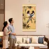 Bambú de la Suerte y Doble FelicidadPintura de Pared de Estilo Chino Nuevo para Sala de Estar, Pared de Fondo de Sofá, Pintura Decorativa en Rollo con Urracas y Bambú