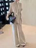 Conjunto de Tricô Temperamento para Mulheres 2026 Outono/Inverno Novo Suéter Solto Emagrecedor Manga Morcego Calça Wide Leg de Cintura Alta Conjunto de Duas Peças