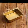 Prato Quadrado Retro de Aço Inoxidável 304 com Alças, Recipiente Coreano para Frango Frito com Duas Alças, Prato de Molho Vintage Estilo Acampamento