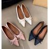 Hermosos Zapatos de Punta Fina con Lazo para Mujer 2025 Primavera y Otoño Nuevos Estilo Francés No Cansan los Pies para Ir al Trabajo Boca Baja Zapatos Planos de Moda