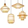 Lustre de Bambu Chinoiserie Lanterna Zen para Sala de Chá Restaurante Restaurante de Hot Pot Pousada Sudeste Asiático Lâmpadas Japonesas Criativas