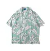 Camisa Masculina Floral Gola Padre 2026 Novo Estilo Coreano Solta Moda Estampada Estilo Praia Casual Manga Curta Exportação