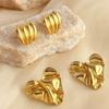 Pendientes de acero inoxidable de oro de 18 quilates con textura geométrica y personalidad exagerada para mujer.