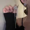 Pendientes de Borla con Diamantes Irregulares de Aguja de Plata Lujo Ligero Pendientes de Alta Gama Estilo Frío Pendientes Simples de Nicho para Mujer