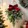Decoración de árbol colgante de muérdago artificial navideño transfronterizo, decoración de lazo para colgar en la puerta, adorno de decoración del hogar para colgar en la pared