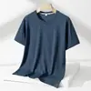 Amazon Transfronterizo Verano Hombres Ocio Deportes Seda de Hielo Manga Corta Color Sólido Vestido Papá Moda Camiseta Cuello Redondo
