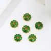 Flor de ouro 18K que preserva a cor com gotejamento de óleo, montagem de flor em esmalte cloisonné, cena de flor, porta-contas, pulseira DIY, colar, miçangas, tampa de flor C23