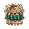 Accesorios de color oro de 18 quilates incrustados con cuentas de circonita de colores, microincrustaciones de circonita, cuentas tipo barril con agujero grande, accesorios para pulseras DIY hechos a mano