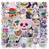 Compra Directa Transfronteriza a Precio Fijo de 50 Piezas de Pegatinas Impermeables de Polipropileno de Calavera de Niña, Pegatinas Personalizadas Pintadas a Mano de Muñeca Rosa de Niña