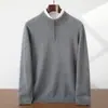 Nuevo Suéter de Cachemira Otoño e Invierno para Hombre Camiseta Base Tejida Holgada Gruesa de Media Altura con Media Cremallera