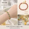 Pulseira Flor de Aço Inoxidável com Pétalas de Flor Coloridas Incrustadas com Zircônia Colorida - Joias para Venda no Atacado