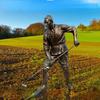 Escultura plástica reforçada com fibra de vidro Figura escultura agricultura cultura popular tema fundido cobre relevo Exército Vermelho Oitava Rota Exército chá fazendo campus