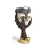 Copa de vino con forma de calavera de resina, con personalidad, adornos de vajilla, copa de vino con forma de calavera de garra de águila, revestimiento de acero inoxidable
