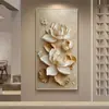 Pintura decorativa de plantas e flores de luxo leve para a entrada, pintura de porcelana de cristal minimalista moderna com um toque de alto padrão