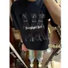 Camiseta de algodón pesado de 290 g, marca de moda, color rojo rosa, tres perros negros, manga corta, diseño para hombre y mujer, nicho, top para pareja