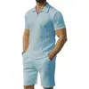 Conjunto Esportivo Casual Masculino Verão Malha Manga Curta Shorts Conjunto de Duas Peças Camiseta Masculina Lel Camisa Polo conjunto
