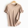 Playera de Manga Corta de Seda de Morera Fresca Algodón Mercerizado para Mujer Verano Cuello Redondo/V 2024 Primavera y Verano Nuevo Estilo 087