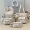 Bolso de Hombro Doble Transfronterizo Nuevo Mochila de Gran Capacidad para Estudiantes de Secundaria Femenina Ligera Reductora de Carga Alta Apariencia Set de Viaje Mochila