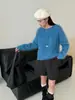 Suéter de lã e cashmere liso para mulheres, novo estilo outono/inverno, tricô pulôver de gola redonda, suéter macio e confortável, perfeito como camada base
