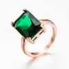 Zhenrong deseo Anillo de Diamantes Europeo y Americano para Mujer Gema Esmeralda Sintética Anillo de Boda Regalo de Cumpleaños Compromiso
