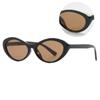 Óculos de Sol Oval Olho de Gato Europeus e Americanos Armação Pequena Feminino Personalizado Traço Celebridade da Internet Rosto Liso Emagrecimento Fashionável All-match Óculos de Sol