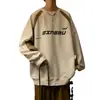 Moletom Vintage Gola Redonda Masculino Primavera e Outono Estilo Americano Pesado Jaqueta Vintage Moda Outono Marca High Street Top Manga Longa