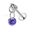 Pendiente de botón redondo de titanio F136 Pendiente de botón de circón Pendiente de botón para el hueso del oído de aleación de titanio G23 Joyería para piercing Pendientes de botón dorados para el hueso del oído