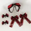 FanQ Acessório de Cabeça Lolita Aristocrático Gótico Francês Retrô Fita KC com Laço Preto e Vermelho Acessórios de Cabelo Y2K