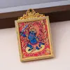 Thangka semi-pintado a mano estilo Xizang con tinta dorada, representando las Ocho Grandes Deidades Guardianas, incluyendo los Cinco Señores, Manjushri, Zaki Lhamo, los Dioses Amarillos y Negros de la Riqueza, y Mahakala