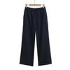 Calça Casual Reta de Cor Sólida Vintage com Cintura Elástica e Cordão Feminina Verão Nova Ampla Respirável de Linho Wide-Leg