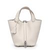 Bolso de Mano Cesta de Comida Nicho de Piel de Vaca de Capa Superior Versión Alta Personalizada para Mujer, Cuero Genuino, Gran Capacidad, Bolso de Mano de Clase Alta