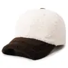 Boné de Baseball de Lã de Cordeiro Transfronteiriço Feminino Outono Inverno Quente Chapéu de Bico de Pato Estilo Coreano Moda Chapéu Liso Chapéu Casual para Exterior