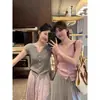 Cardigan de Tricô Estilo Coreano com Manga Borboleta Pequena, Decote V, Seda Gelada, Feminino, Verão, Fino, Slim Fit, Emagrecedor, Top de Manga Curta