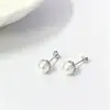 Pendientes de perla vintage franceses de plata de ley S925 transfronterizos para mujer, modernos, de lujo ligero, de alta gama, versátiles, elegantes pendientes de perla redonda