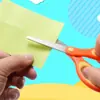 Tijeras Escolares de Acero Inoxidable con Escala, Tijeras de Oficina Seguras, Tijeras de Plástico con Goma y Funda, Tijeras para Niños, Transfronterizo