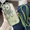 Adecuado para Iphone16Pro Carcasa de Teléfono con Brillo Electrochapado Apple 14 Soporte de Oso de la Suerte 15 Cordón de Dibujos Animados 8 Carcasa Blanda