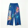 Jeans de Pierna Ancha con Salpicaduras Pintados a Medida para Hombre Jeans de Pierna Ancha con Múltiples Bolsillos Estilo Graffiti para Hombre Jeans para Hombre de Marca Trendy Americana