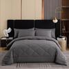 Kit Mais Vendido da Amazon Transfronteiriço Conjunto de Três Peças para Comércio Exterior Europeu e Americano Acolchoado Escovado Acolchoado Onda Quilt Grosso Cor Sólida Roupa de Cama