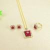 Estilo antigo feminino moda simples pingente incrustado de cinábrio com fivela de anel Sansheng Sanshi colar de diamante completo anel brincos de pino