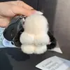 Pingente de Bolsa Coelho de Pelo de Vison Real para Mulheres, Exquisito e de Luxo, Chaveiro de Carro de Coelho de Pelúcia, Boneca Pequena