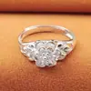 Anillo de Flor de Peonía Plateada de Alta Imitación para Mujer, Anillo de Cola de Pavo Real de Boca Abierta, Anillo de Plata de Moda, Fabricante de Flores de Rosa al por Mayor