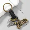 Chaveiro de Couro Personalizado em Formato de Moto, Pingente de Liga Metálica Vintage Desgastado, Acessório Versátil Masculino para Bolsas e Carros