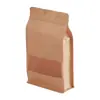 Saco de embalagem de papel Kraft selado em oito lados com janela fosca, saco auto-selante espessado, saco de embalagem para chá, frutas secas, alimentos