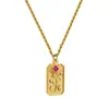 Collar de Zirconia Chapado en Oro al Vacío 18K Europeo y Americano de Venta Caliente Collar con Colgante Cuadrado de Acero Inoxidable con Sello de Sol y Estrella