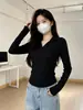 Camisa polo de manga larga para mujer, corte ajustado, a la moda, sexy y elegante, perfecta como capa interior para otoño e invierno, con diseño de hombro normal