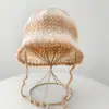 Sombrero esponjoso hecho a mano de pelo de conejo real, sombrero de cabeza de tigre esponjosa, sombrero de león, sombrero de pescador, cara linda, sombrero pequeño de piel, otoño e invierno