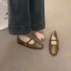 Sapatos Baixos de Couro para Combinar com Saias, Novos Sapatos Mary Jane Femininos Primavera/Verão 2026, Sapatos Suaves para Noite, Sapatos Rasos de Estilo Francês
