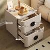 Mesa de noche de madera maciza pintada estilo crema para dormitorio, hogar, simple, moderna, lujo ligero, mueble de almacenamiento de noche de pie de alta gama