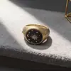 Anel Largo de Estilo Novo Cruzado Europeu e Americano Estrela Lua Óleo Gotejado Design de Nicho Personalidade Versátil Anel Venda por Atacado